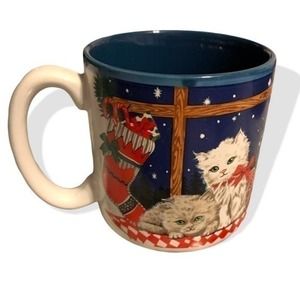 Vintage 1990 Potpourri Press Cats Christmas Mug
